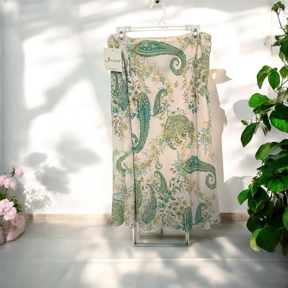 Vintage Jessica Paisley Maxi Skirt NWT 90s Deadstock Boho Cottagecore Floral M - Picture 1 of 6